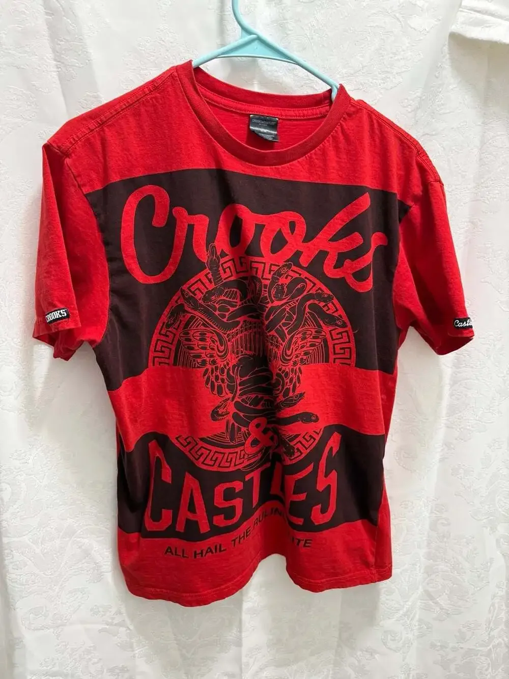 Crooks & Castles All Hail The Ruling Elite Graphic T-Shirt Red Size M